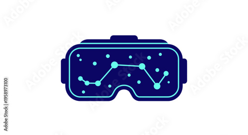 Immersive Virtual Reality Goggles Displaying Celestial Constellations