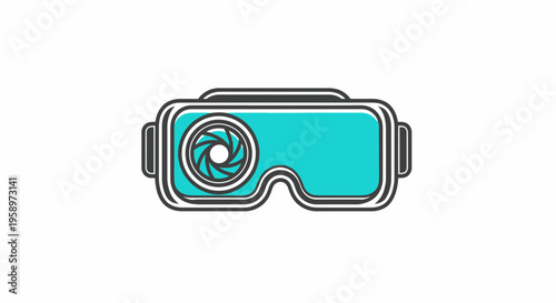 Immersive Virtual Reality Headset Icon With Swirling Lens Detail