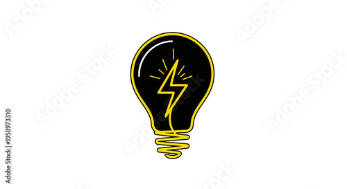 Innovative Bright Idea Symbol With Lightning Bolt Inside Light Bulb Graphic
