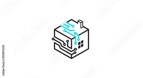 Innovative Smart Home Technology Circuit Board Icon