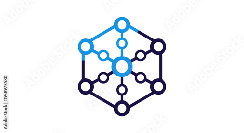Interconnected Geometric Network Hub With Nodes And Lines