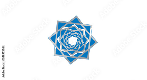 Intricate Blue Geometric Star Pattern With Depth And Layering