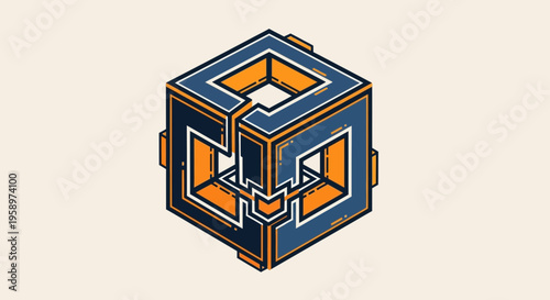 Intricate Geometric Cube Design Abstract Structure Optical Illusion