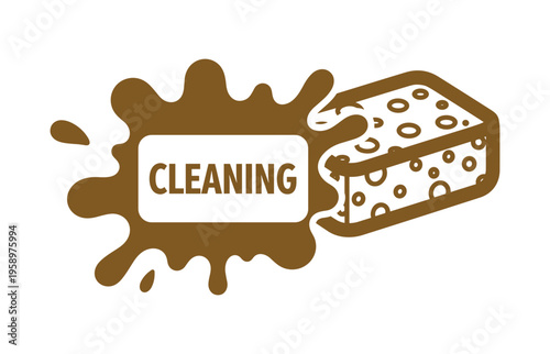 House cleaning vector logo design with sponge and soap splash for maintenance