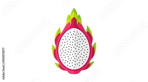 Vibrant Dragon Fruit Slice Isolated on White Background.
