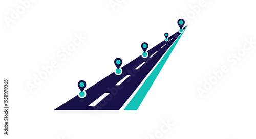 Journey Markers On A Digital Road Leading Forward