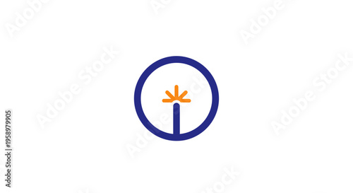 Minimalist Abstract Seedling Growth Icon Inside A Circle