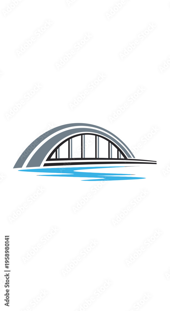 Fototapeta premium Minimalist Bridge Icon Design Featuring Modern Architecture and Abstract Composition