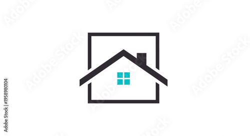 Minimalist House Logo Design Showing Home Symbol Within A Modern Square Frame