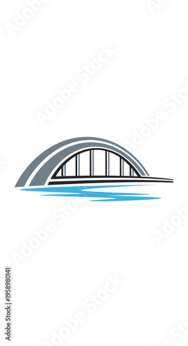 Minimalist Bridge Icon Design Featuring Modern Architecture and Abstract Composition