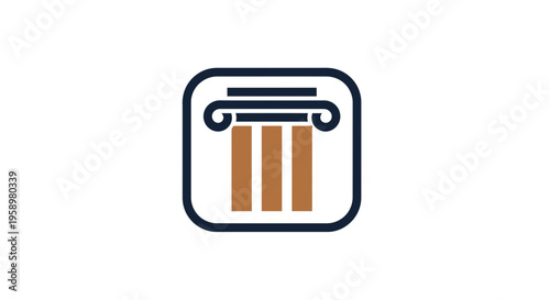 Minimalist Pillar Icon in Modern Square Frame for Branding and Visual Identity Design