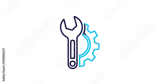 Minimalist Tool Icon Depicting a Wrench and Gear Illustrating Engineering And Repair