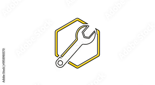 Minimalist Wrench Icon Within Hexagon, Perfect For Repair And Maintenance Concepts