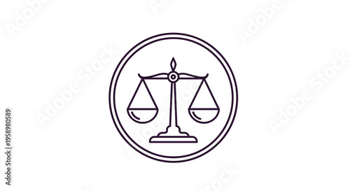 Minimalistic Justice Scale Symbol Inside Circle Represents Balance And Fairness Perfectly