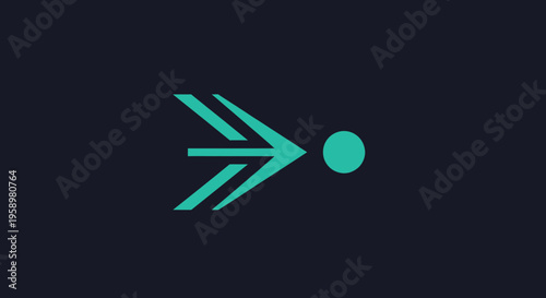 Modern Abstract Arrow And Dot Symbol Representing Forward Motion