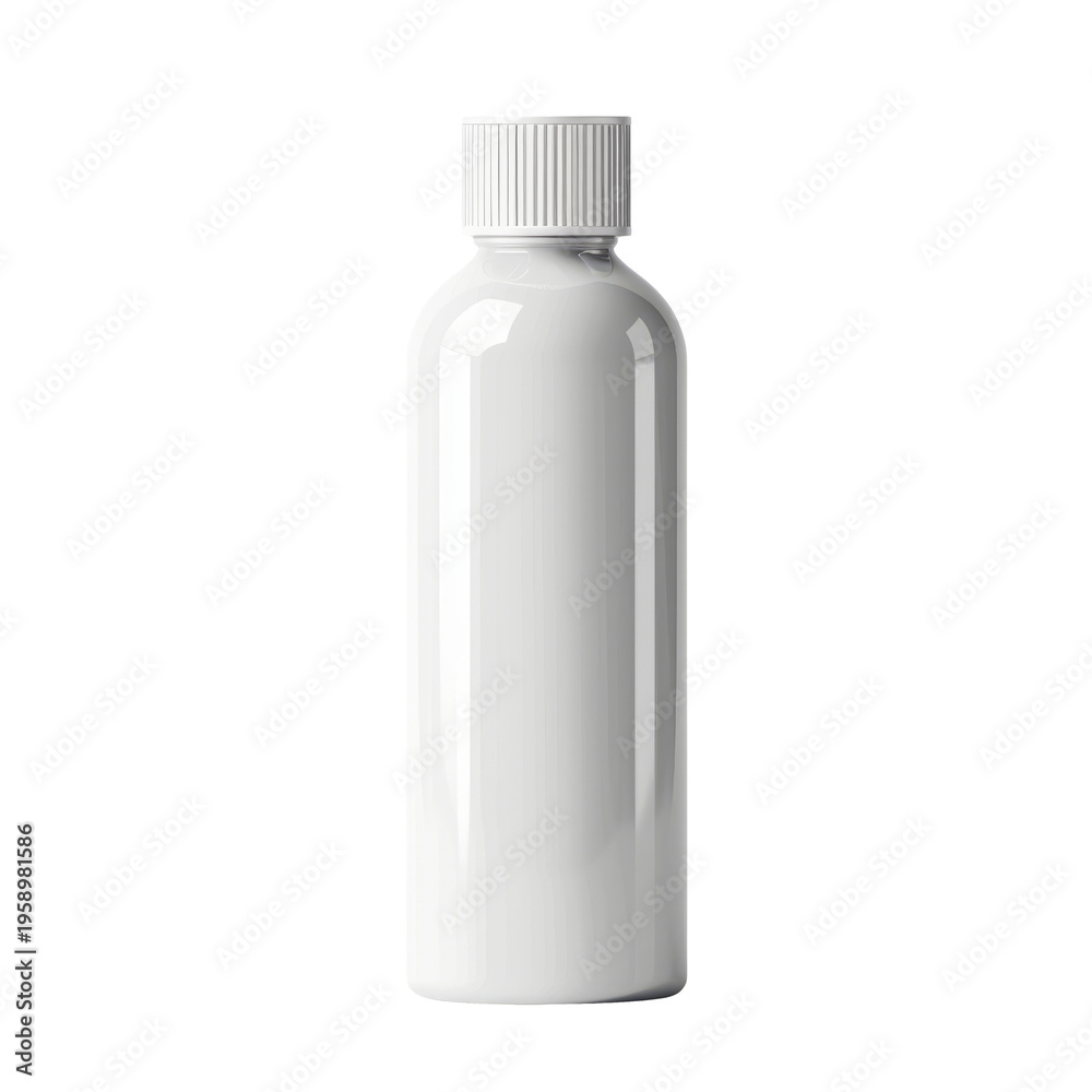 Fototapeta premium Minimalist white plastic bottle, ideal for storing liquid cosmetics or toiletries