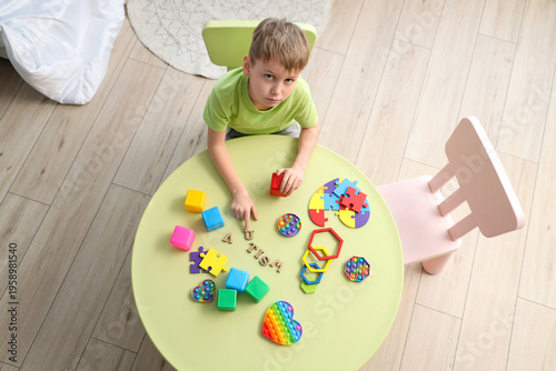 Little boy with word AUTISM...
