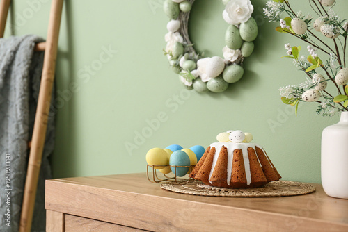 Easter cake with painted eg...
