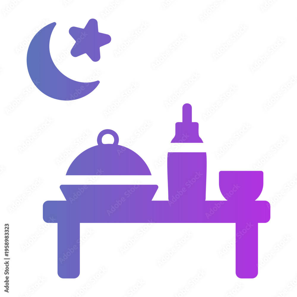 Fototapeta premium eid feast table Line Gradient Icon