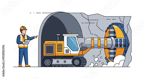 Tunnel Boring Machine Construction Worker Engineering.