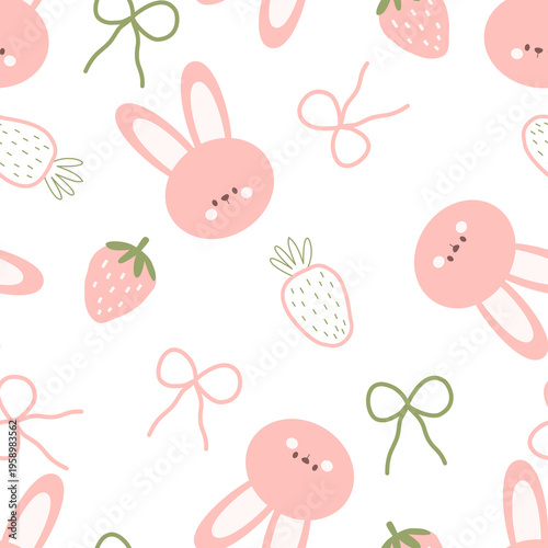seamless pattern with rabbit animal cute cartoon fabric design	