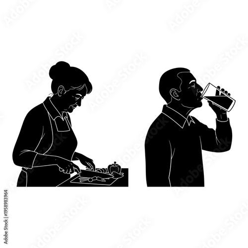 A flight attendant serving a passenger during a journey Vector, illustration