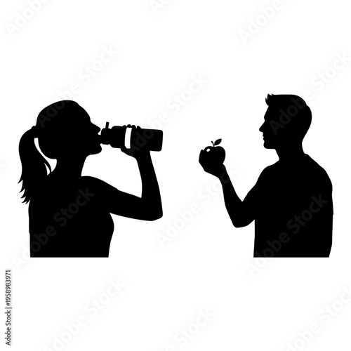A photographer capturing a moment with an apple being offered to them Vector, illustration