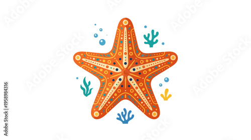 Vibrant Orange Starfish with Intricate Patterns Underwater.