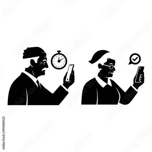 Traditional and modern timekeeping through judicial perspectives on smartphones Vector, illustration