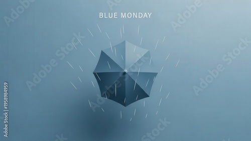 Blue Monday concept with geometric shapes.