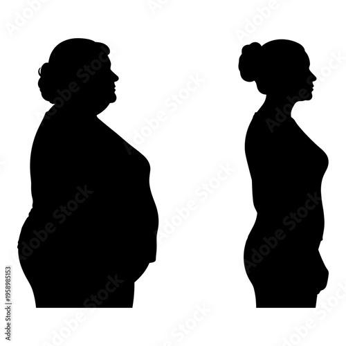 Two silhouette figures standing back to back with noticeable pregnant bellies Vector, illustration