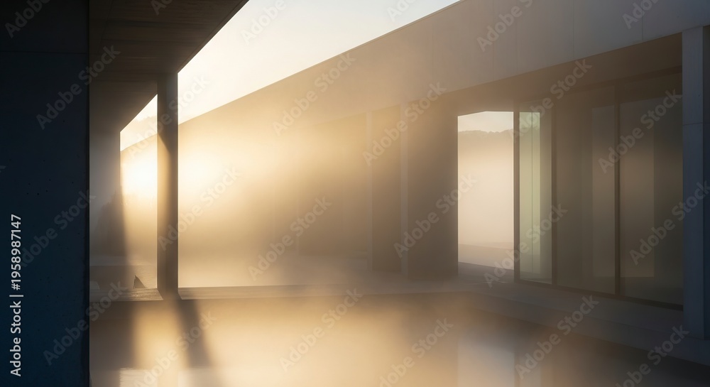 Obraz premium Sunlit Interior Space - A Study in Light and Shadow.