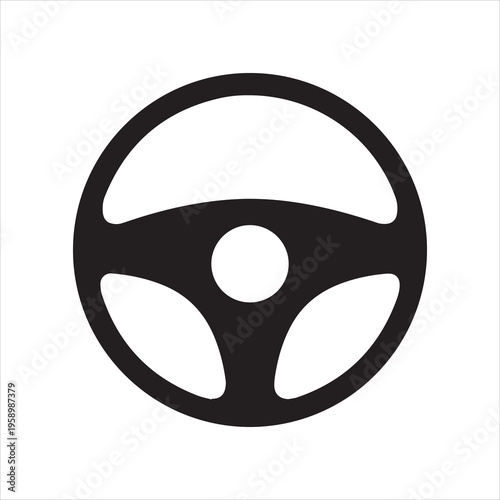 automobile steering wheel or driving wheel flat icon for apps and websites