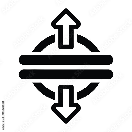 Black arrows in a circular motion with a horizontal line  graphic symbol icon