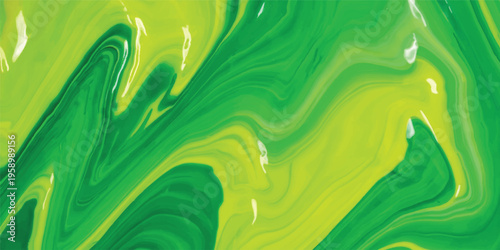Abstract green and blue waves create a flowing silk texture with a liquid motion design, forming a decorative vector illustration backdrop for a nature inspired wallpaper