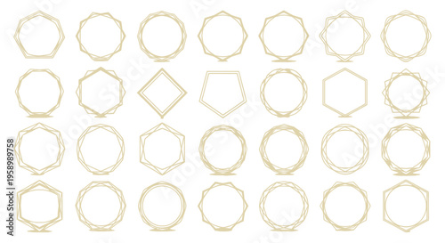 Geometric Frames Collection: Elegant Gold Outlines for Design Projects