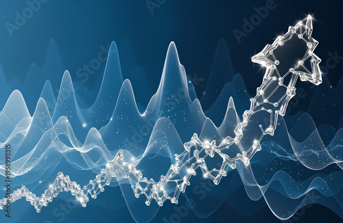 Abstract Data Wave with Upward Growth Trend