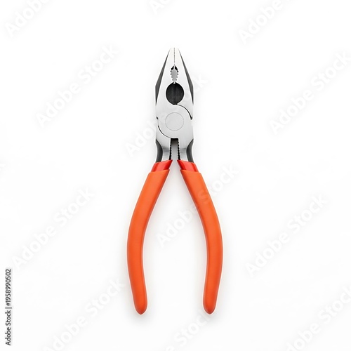 A pair of orange handled pliers