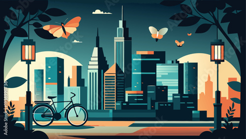Cityscape, urban landscape, vector illustration, modern skyline