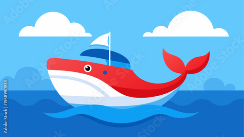 Whale, cartoon whale, sea creature, ocean animal, vector illustration
