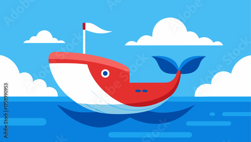 Whale, cartoon whale, sea creature, ocean animal, vector illustration