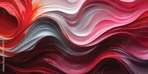 Abstract red background with flowing silk waves and a soft satin texture design featuring a digital purple swirl pattern
