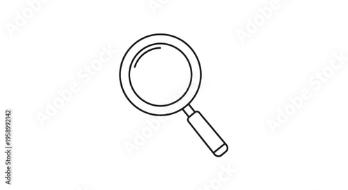Magnifying glass icon, search symbol, simple outline illustration on white background