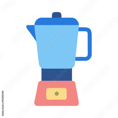 Modern electric blender vector icon, colorful kitchen appliance for smoothies and shakes, flat style food processor illustration on white background