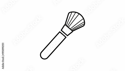 Makeup Brush Icon - Simple Line Art Drawing of a Cosmetic Applicator