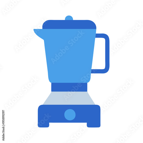 Modern flat blender icon in blue colors, kitchen appliance vector illustration, electric food processor and smoothie maker for cooking apps