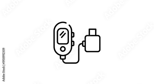 Medical Device Icon: Blood Glucose Meter with Charger