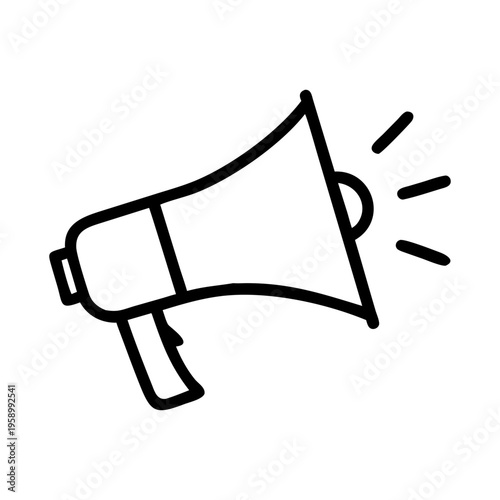 Megaphone line icon vector, bullhorn symbol for marketing and communication, minimalist loudspeaker illustration for news and announcements