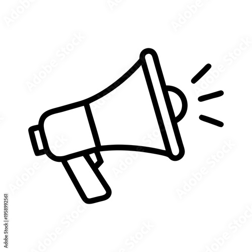 Megaphone line icon vector, bullhorn symbol for marketing and announcements, minimalist loudspeaker graphic for digital communication and news alerts