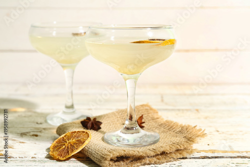 Glasses of tasty martini an...
